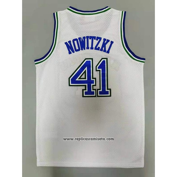 Camiseta Dallas Mavericks Dirk Nowitzki #41 Mitchell & Ness 1998-99 Blanco